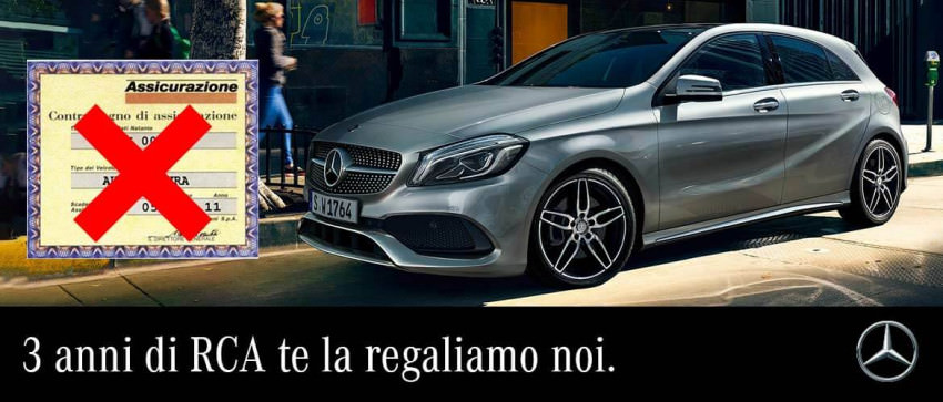 Classe A con 3 anni di RCA in regalo