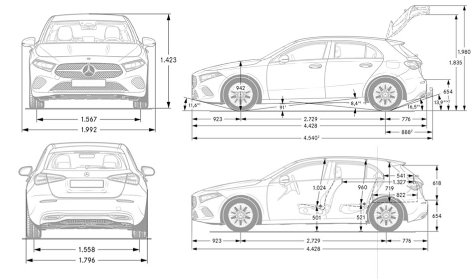 dimensioni Mercedes Classe A