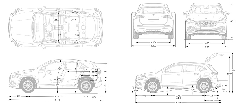 dimensioni Mercedes GLA